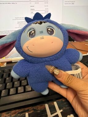 Disney Blue Eeyore Plush with Pink Ear Linings